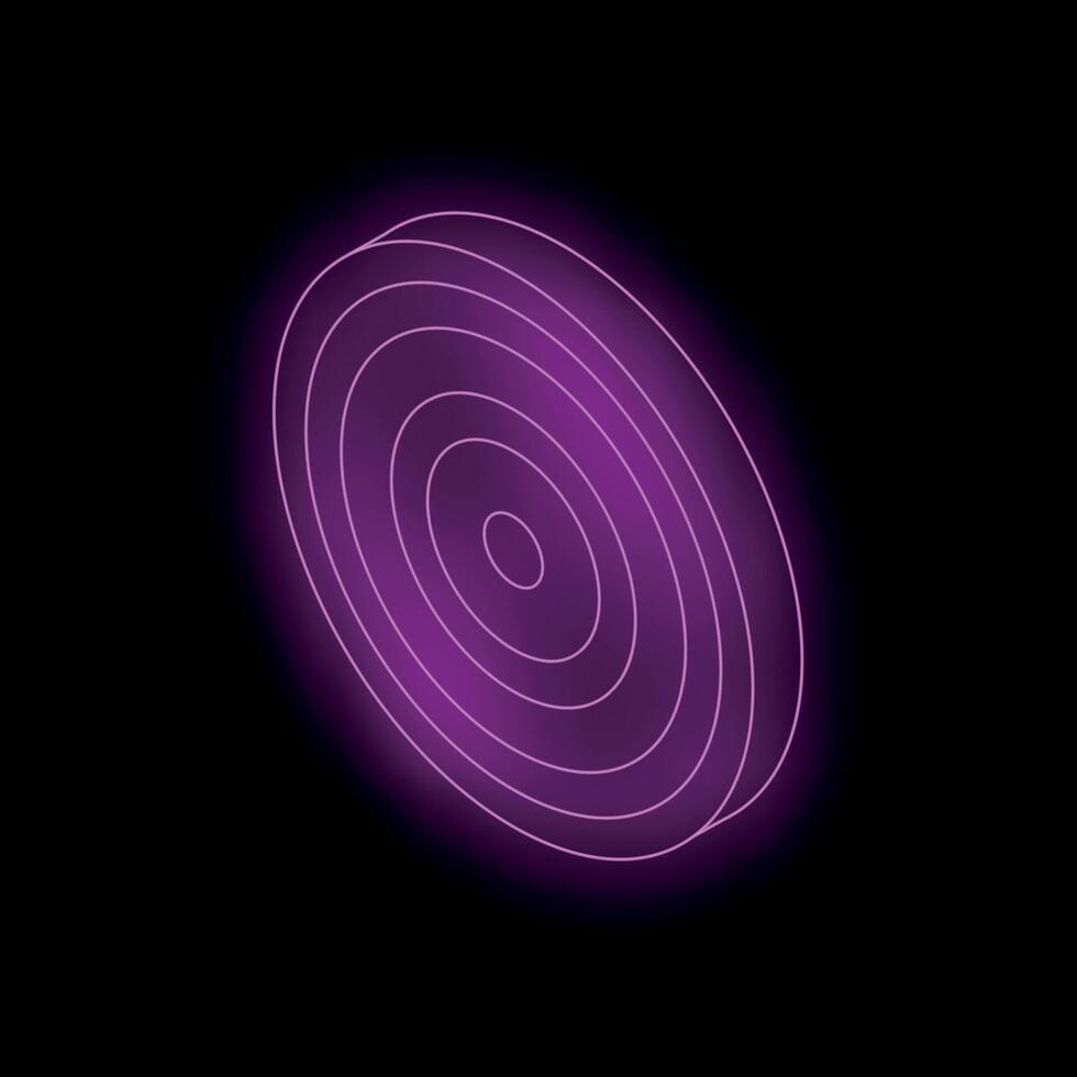 Purple neon target glowing on black background vector