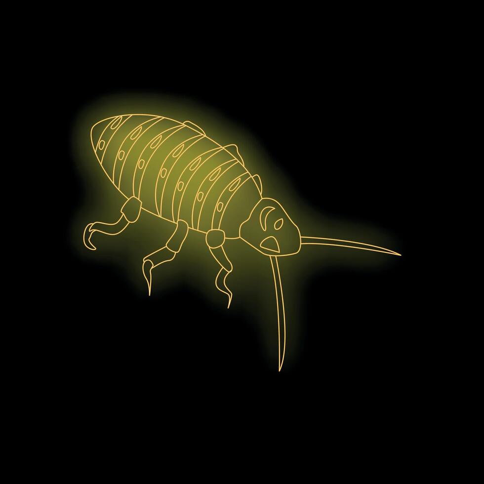 Neon cockroach moving in the dark background vector