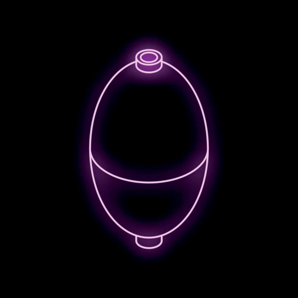 Neon icon of fishing float glowing in dark background vector