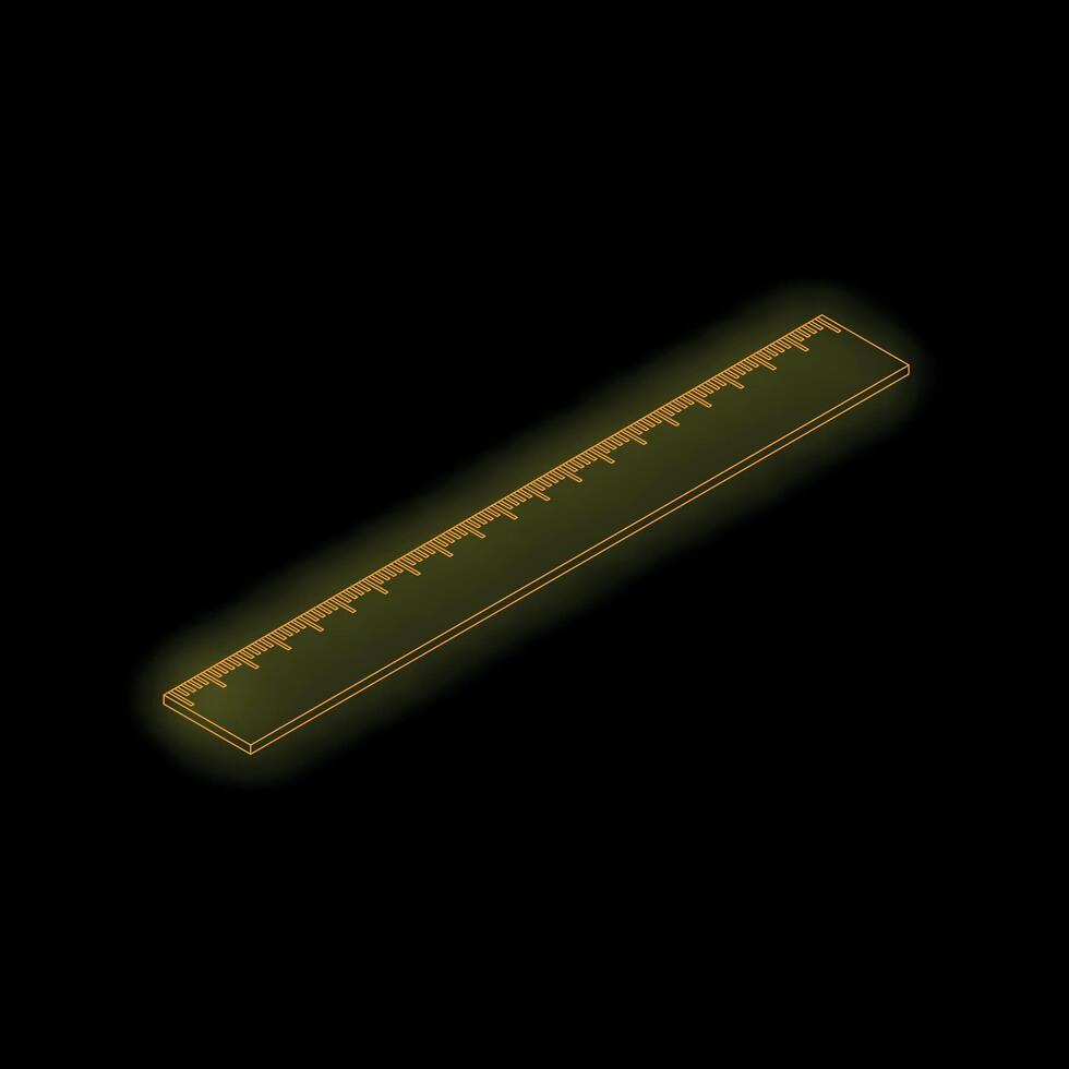 Glowing ruler isometric icon illustrating measurement vector