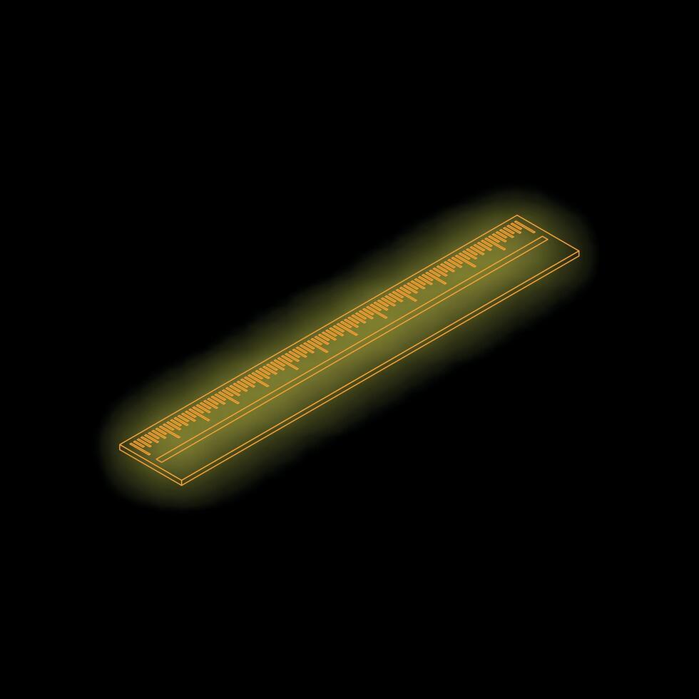 Glowing neon ruler measuring tool on black background vector