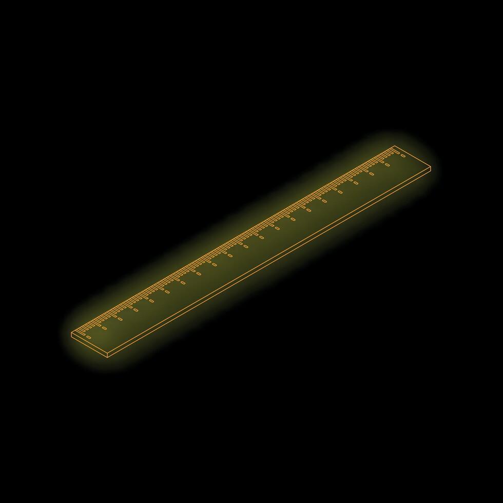 Gold ruler glowing on black background vector