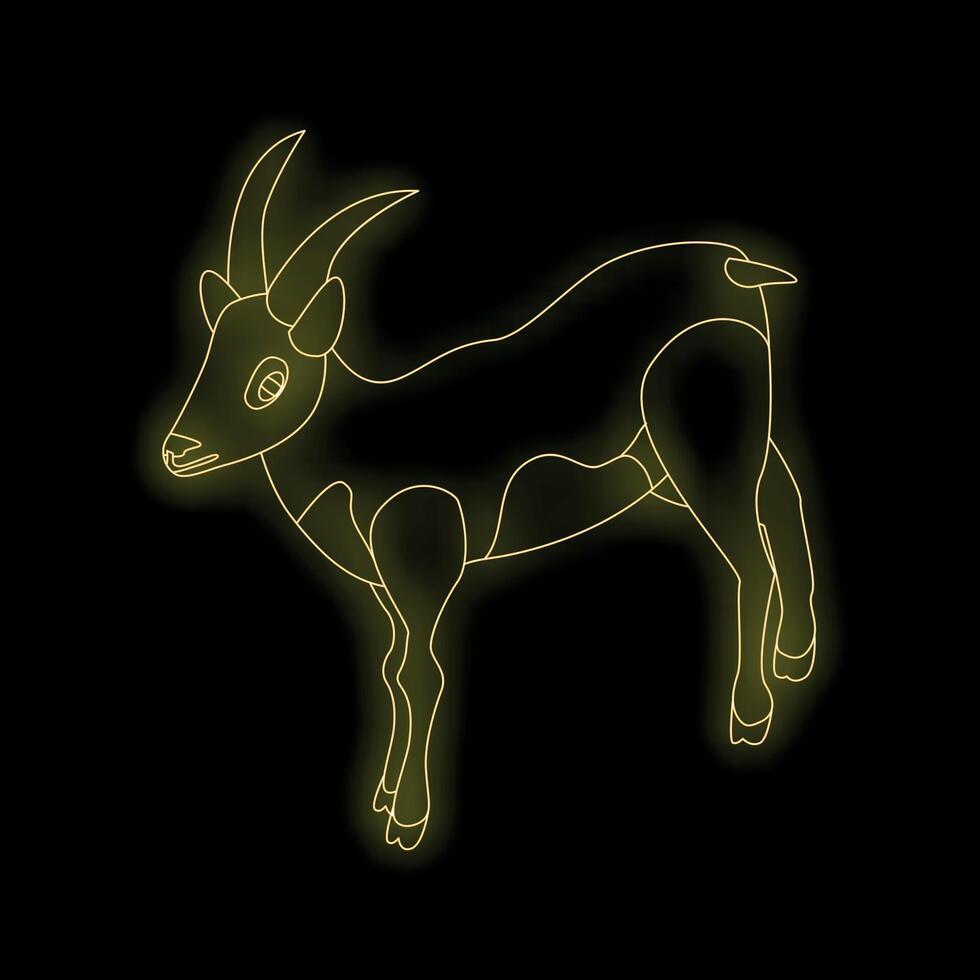 Neon style illustration of a young goat standing vector