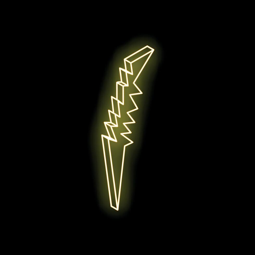 Neon yellow lightning bolt striking from top right on black background vector