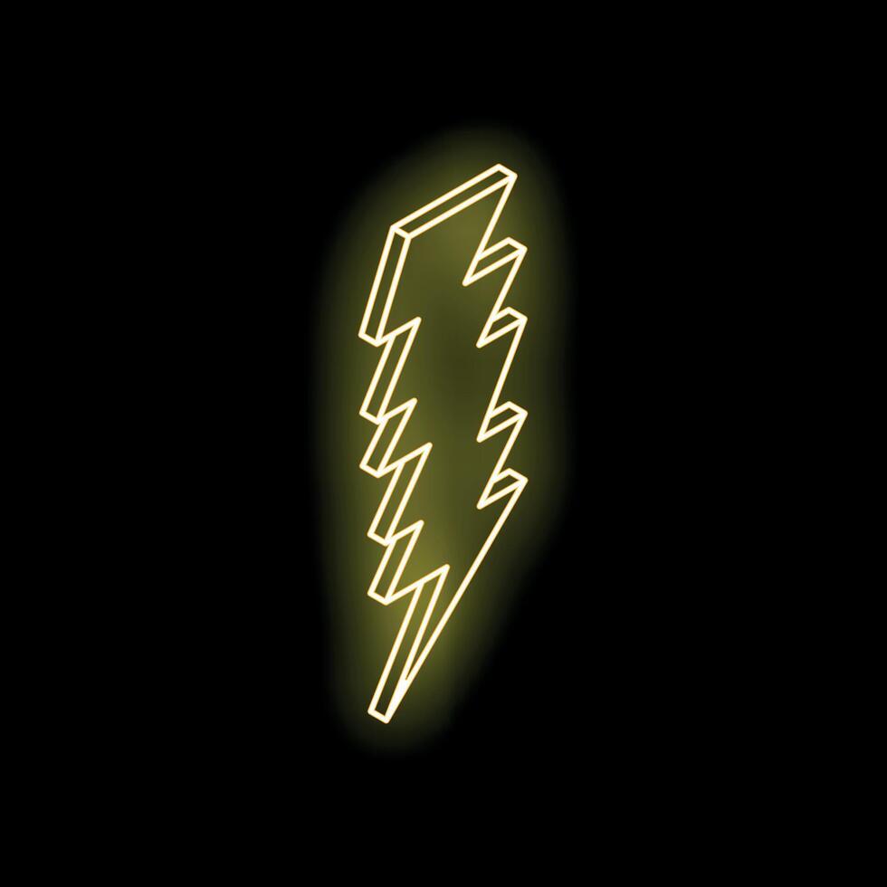 Neon sign flashing lightning bolt striking downwards vector