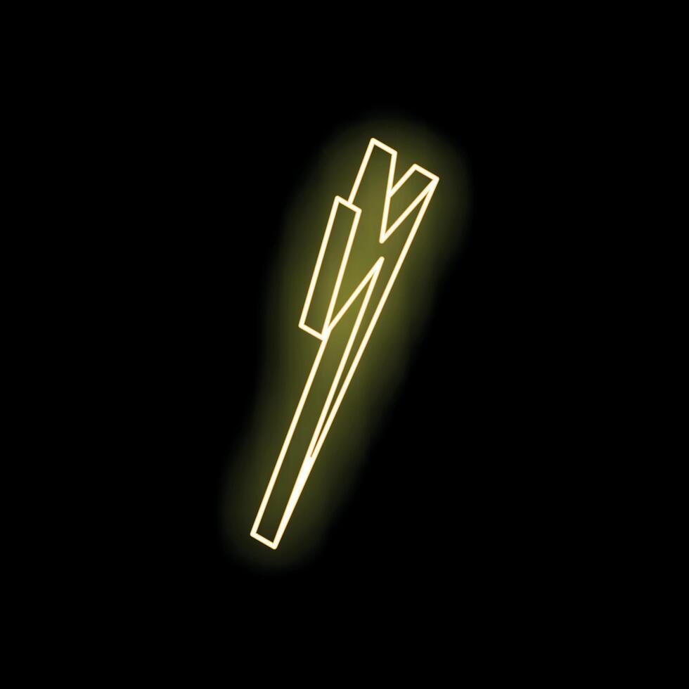 Neon yellow lightning bolt striking from top left on black background vector