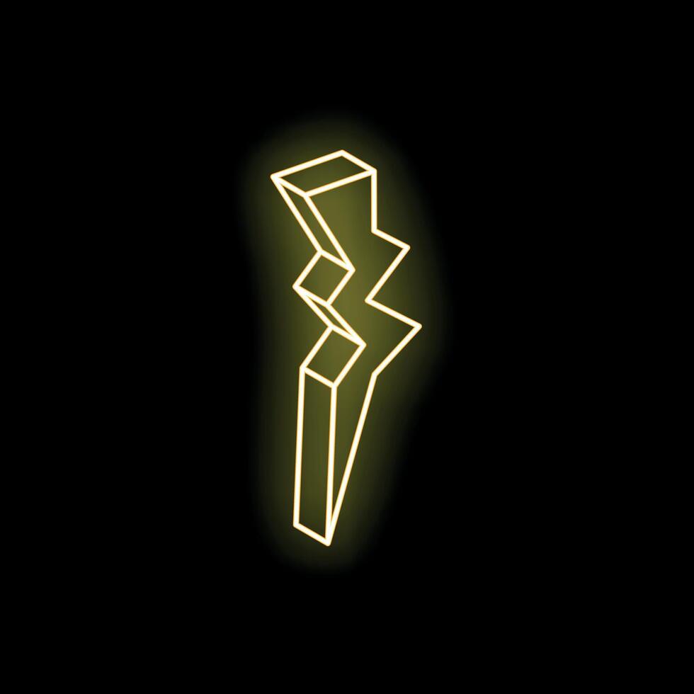 Yellow neon light forming a lightning bolt on a black background vector