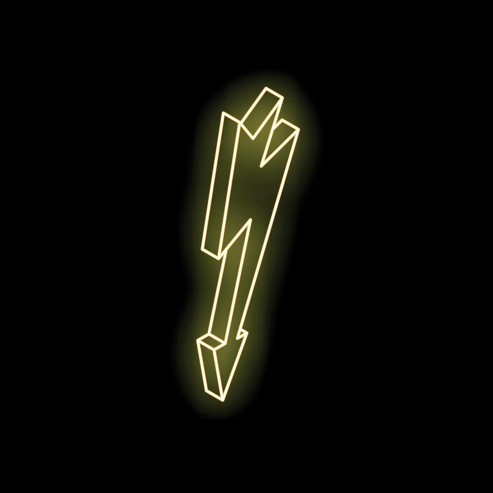 Neon sign is glowing yellow on a black background vector