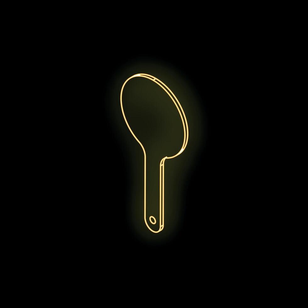 Neon spoon glowing on black background vector