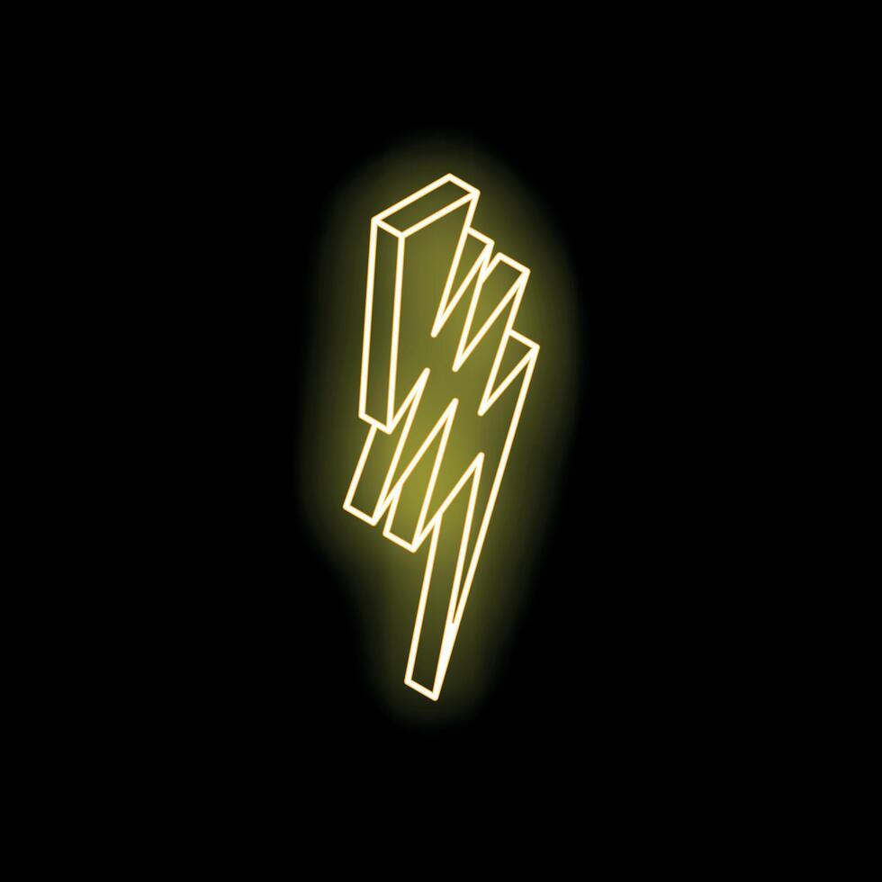Neon yellow lightning bolt striking from top left on black background vector
