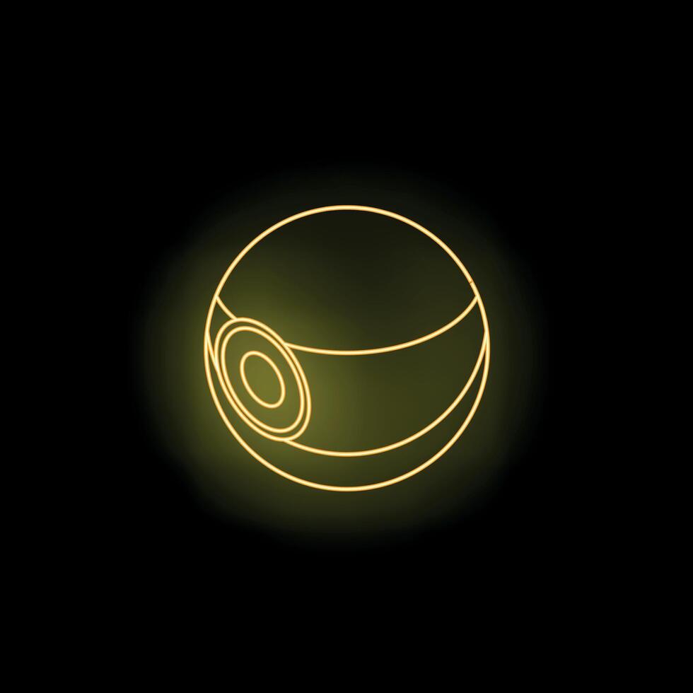 Yellow neon sign of security camera on a black background vector