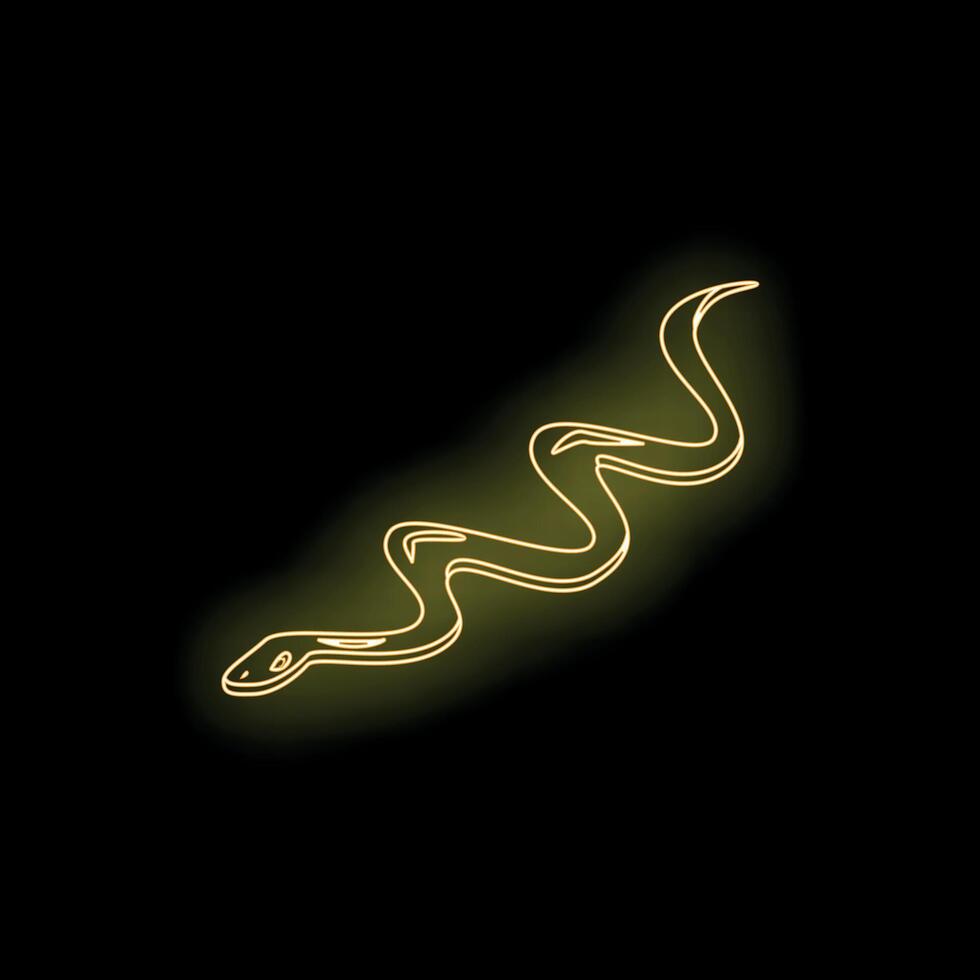Neon yellow snake slithering on black background vector