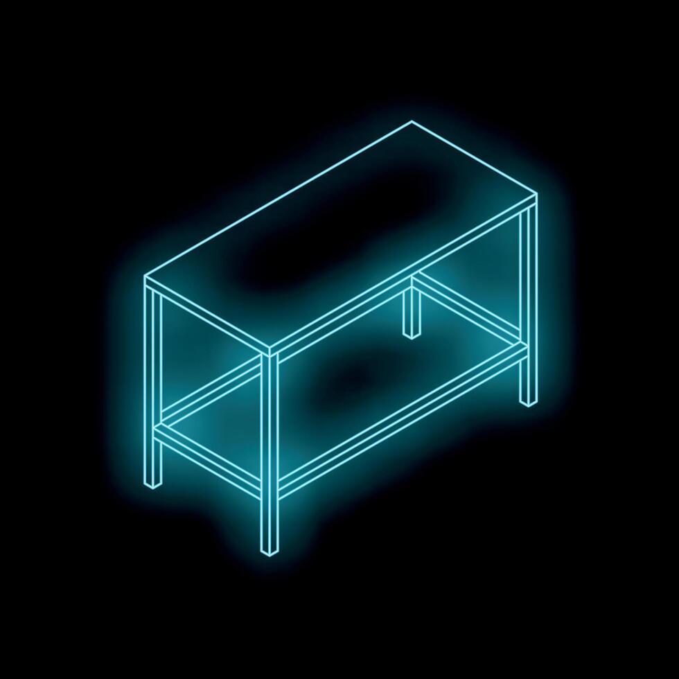 Neon blue table glowing against a black background vector