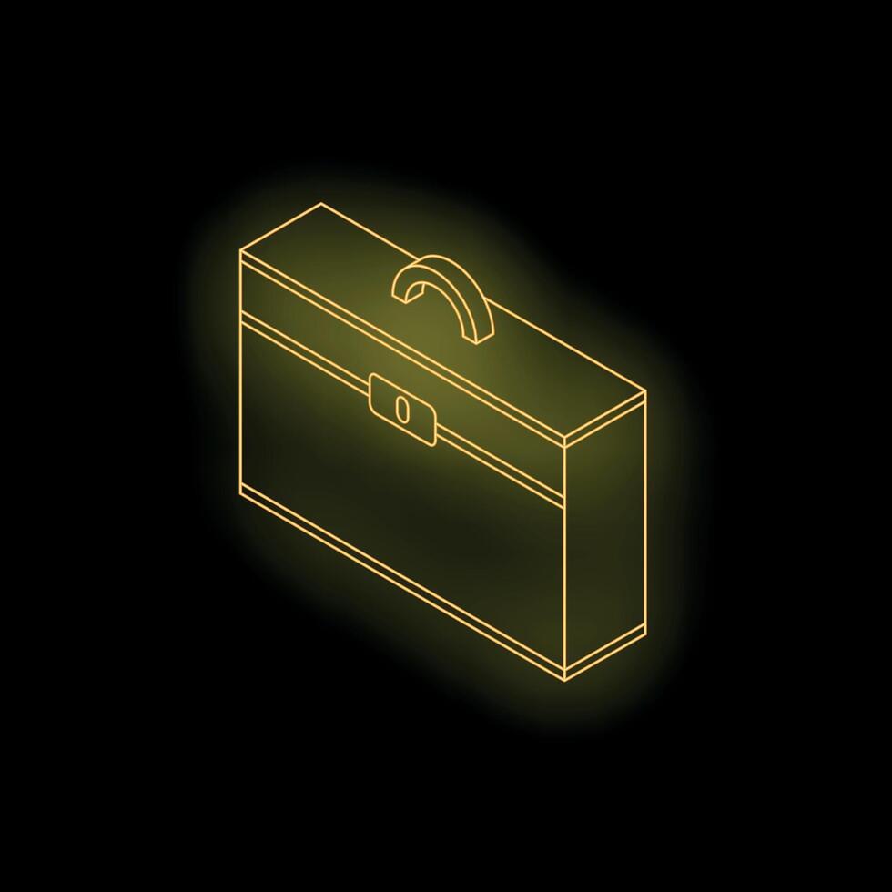 Golden briefcase shining in the dark background vector