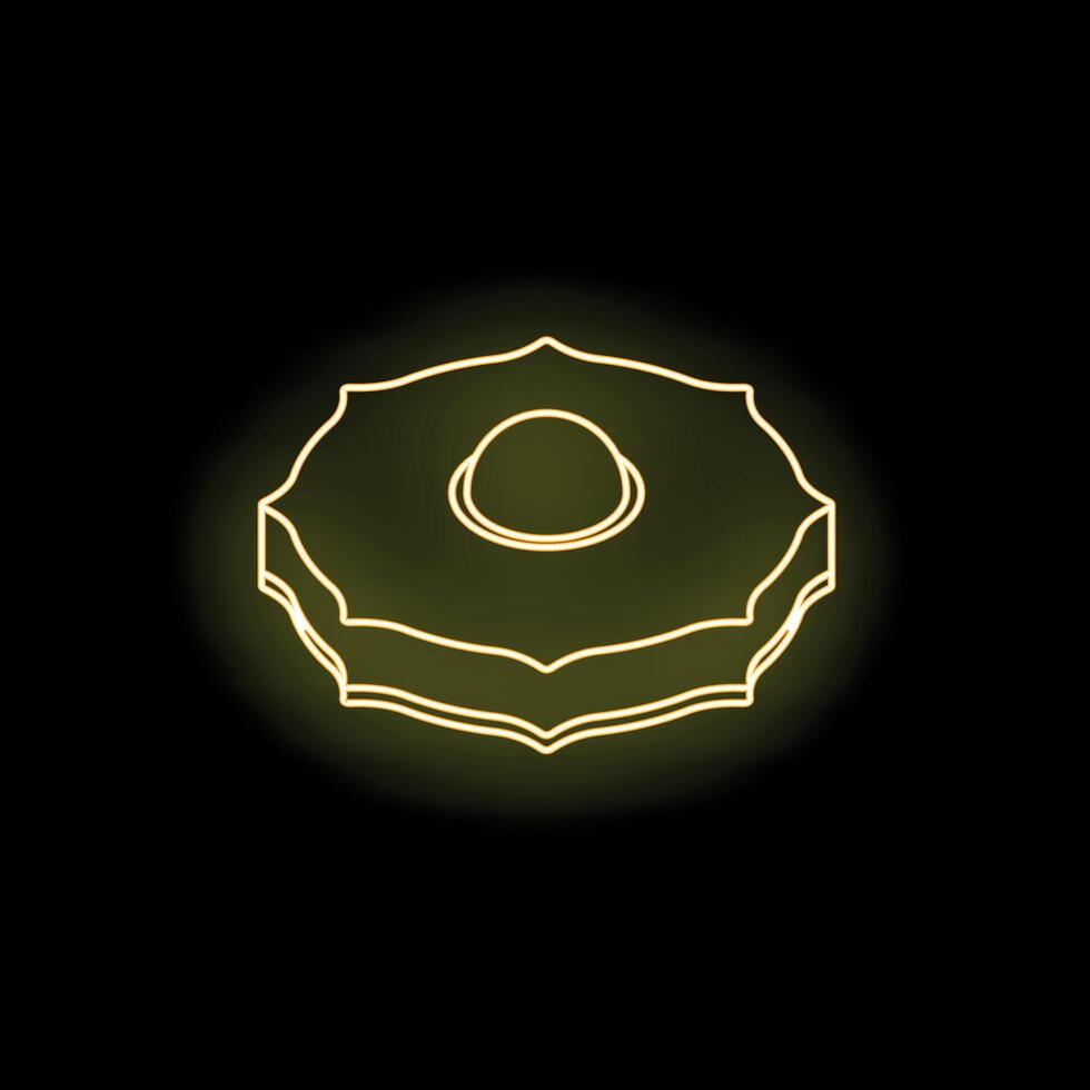 Neon icon of pineapple slice glowing on dark background vector