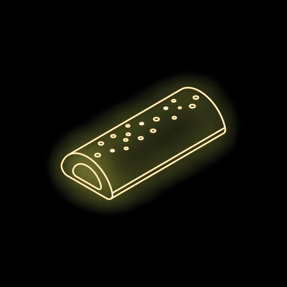 Neon yellow swiss roll pastry shining on black background vector