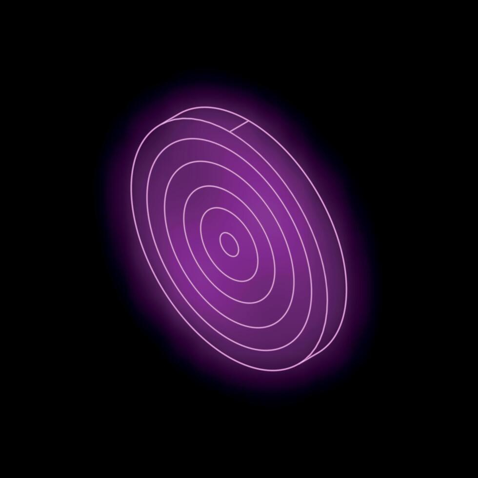 Glowing neon target is floating on a black background vector