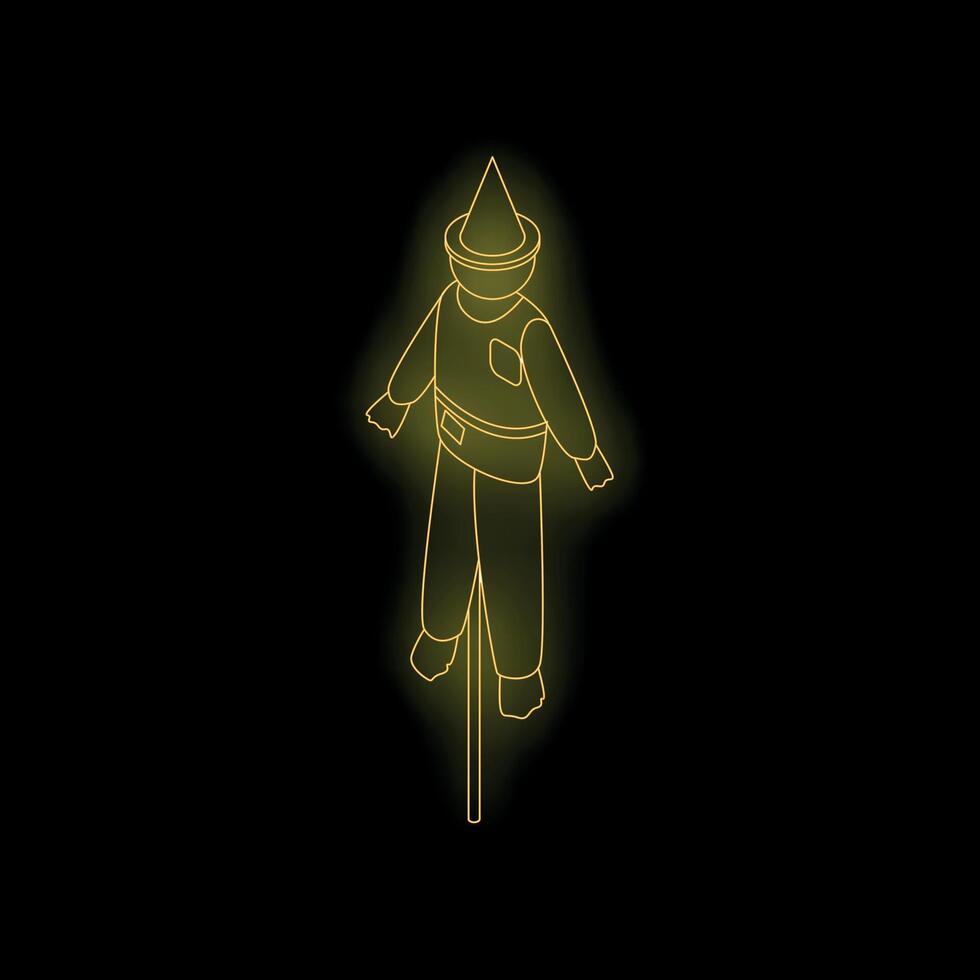 Neon scarecrow standing on black background isometric view vector