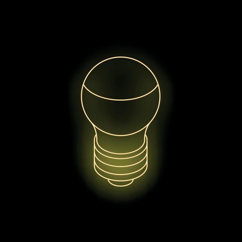 Neon lightbulb shining on black background vector