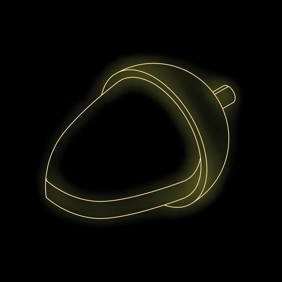 Neon yellow glowing acorn on black background vector