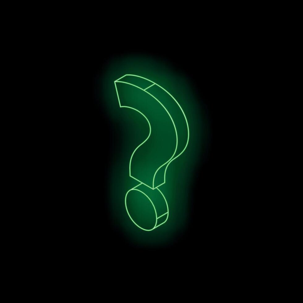 Green neon question mark glowing in the dark vector