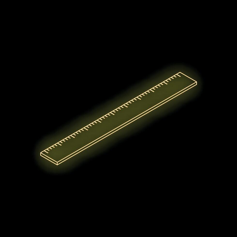 Gold neon ruler measuring on a black background vector