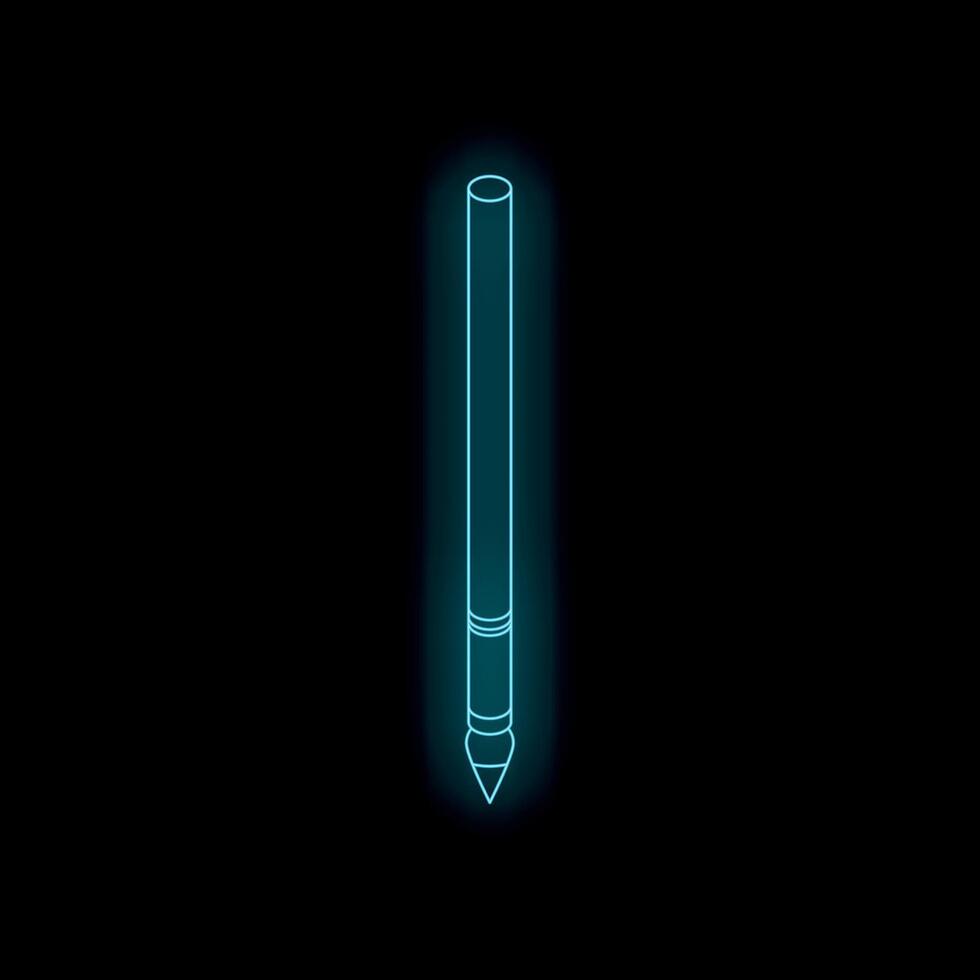 Neon blue stylus pen glowing on black background vector