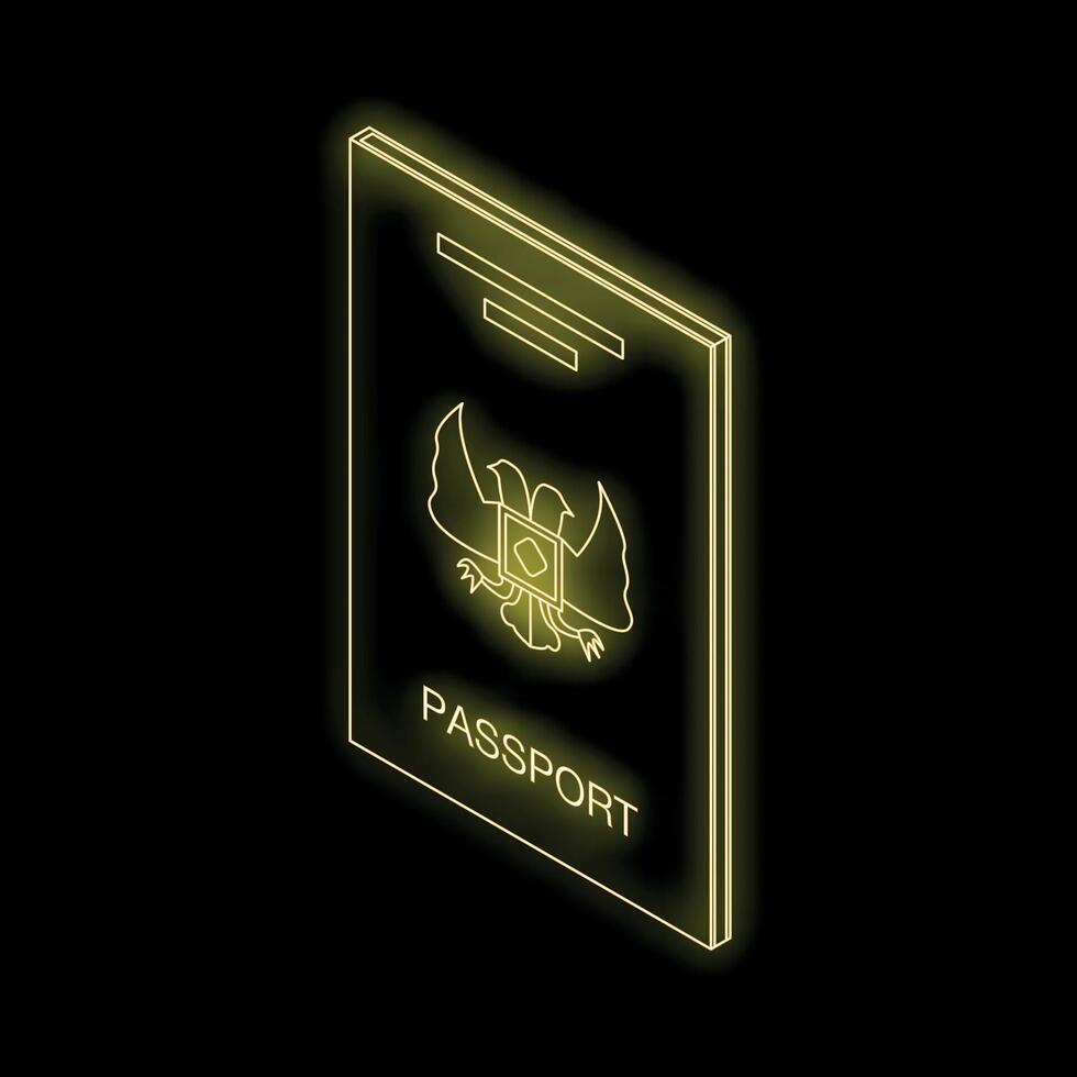 Neon passport glowing on black background vector