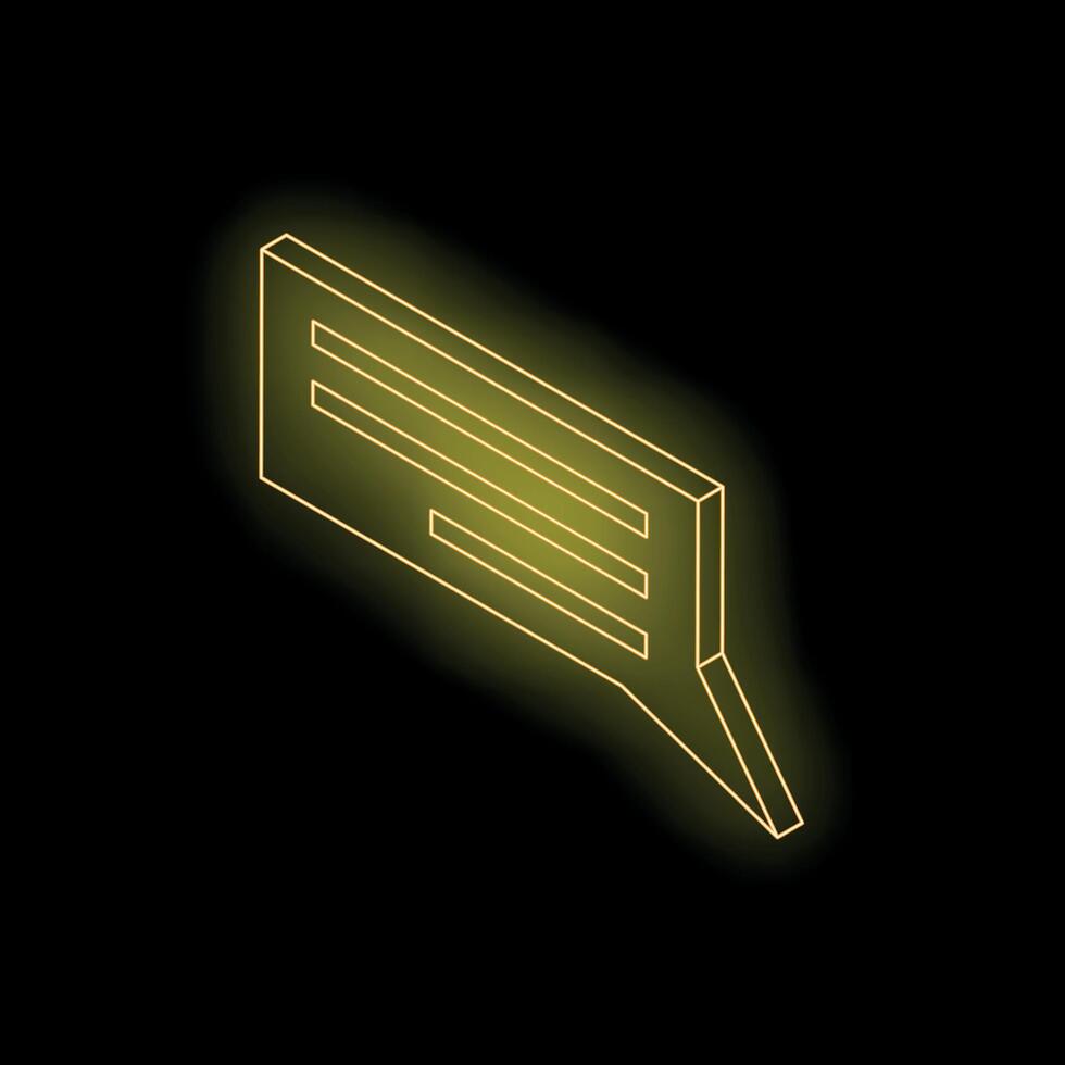 Neon yellow speech bubble isometric chatting concept vector