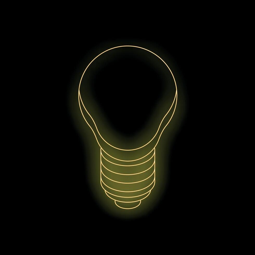 Neon light bulb glowing on black background vector