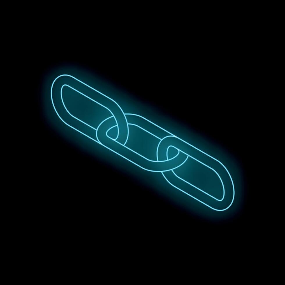 Neon blue chain glowing on black background vector