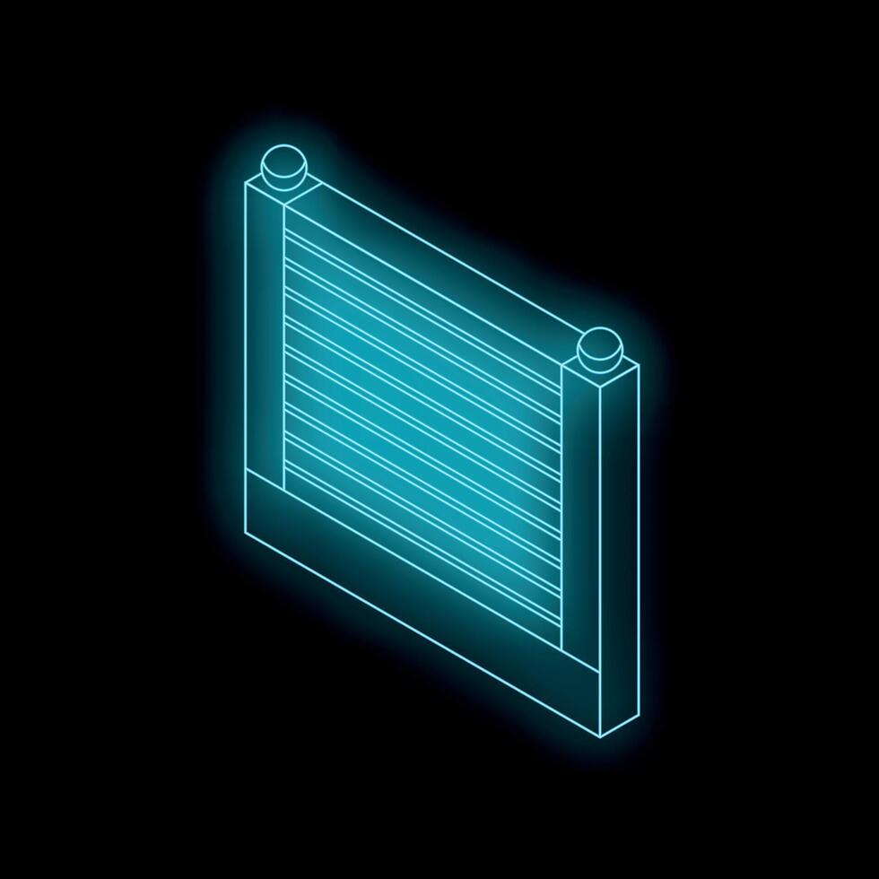 Blue neon fence glowing on black background vector
