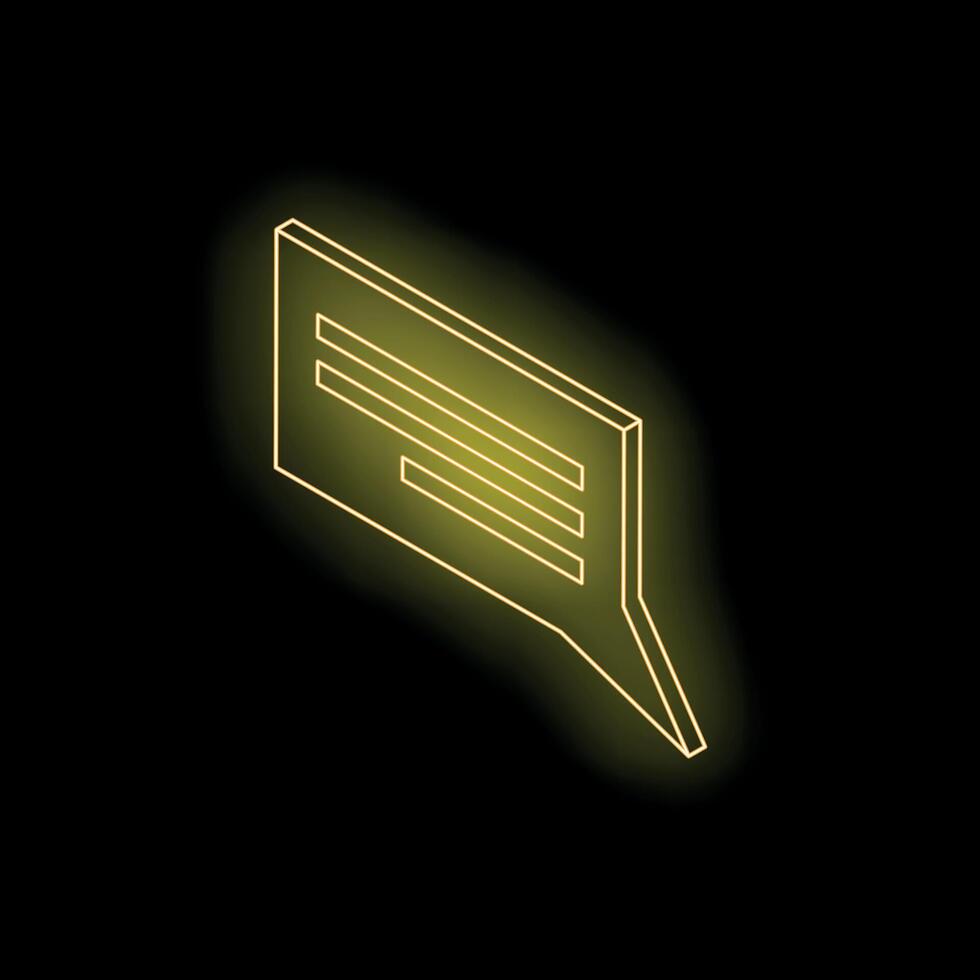Neon yellow speech bubble is glowing on black background vector