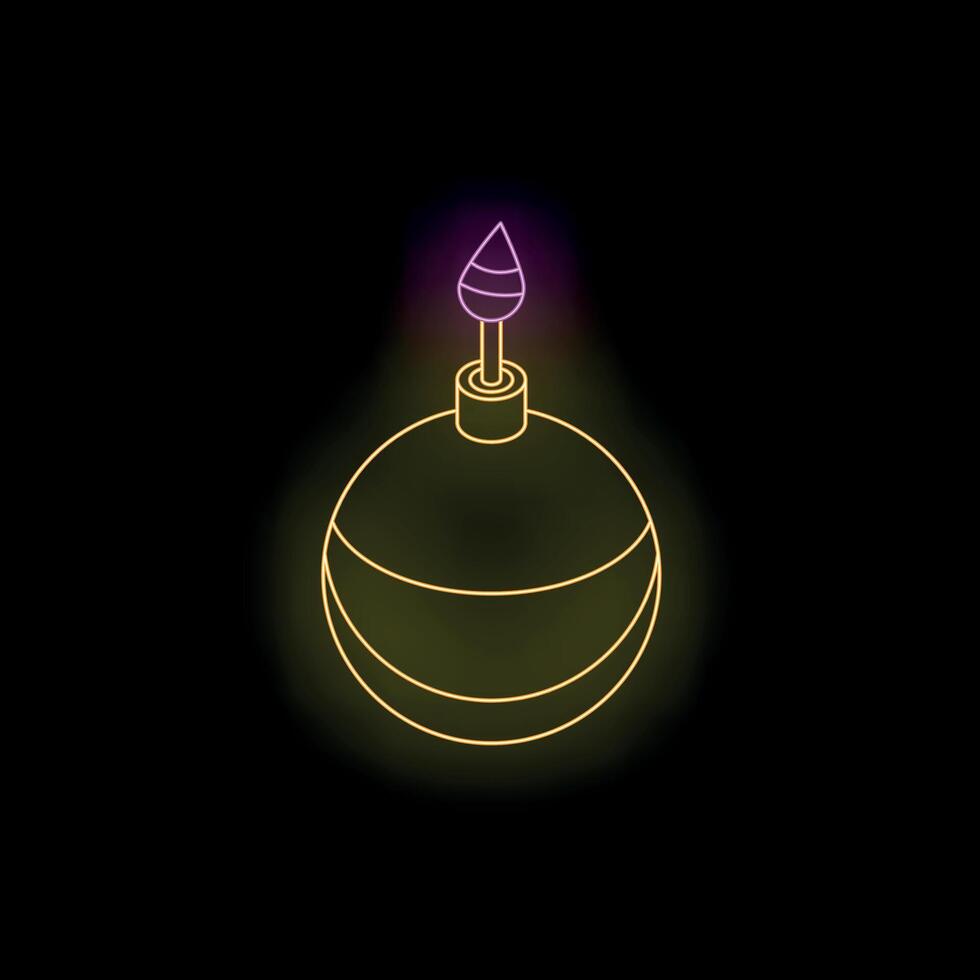 Neon bomb burning with short fuse on black background vector