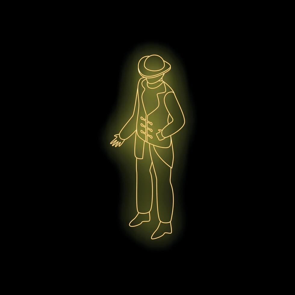 Neon gentleman posing with hand on hip vector