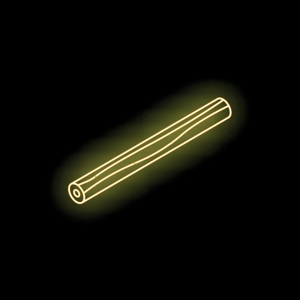 Glowing neon icon of cinnamon stick on black background vector