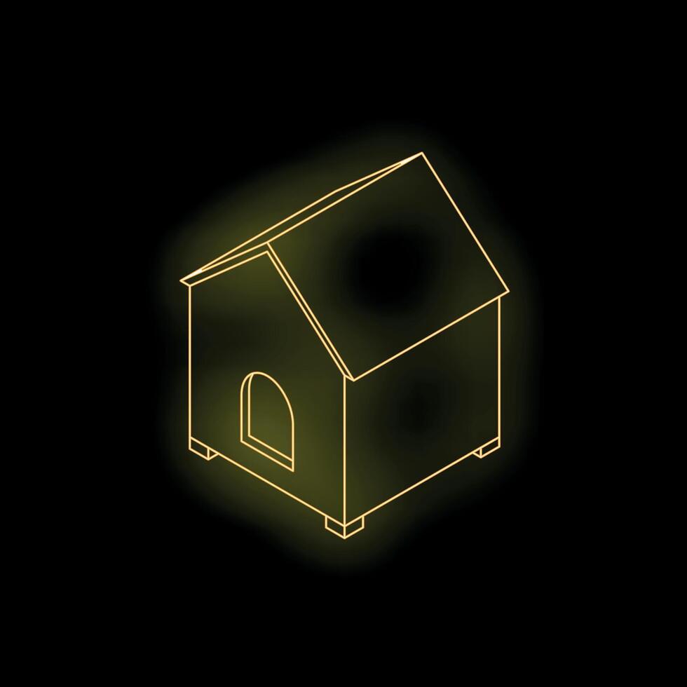 Glowing neon doghouse on dark background symbolizing pet care vector
