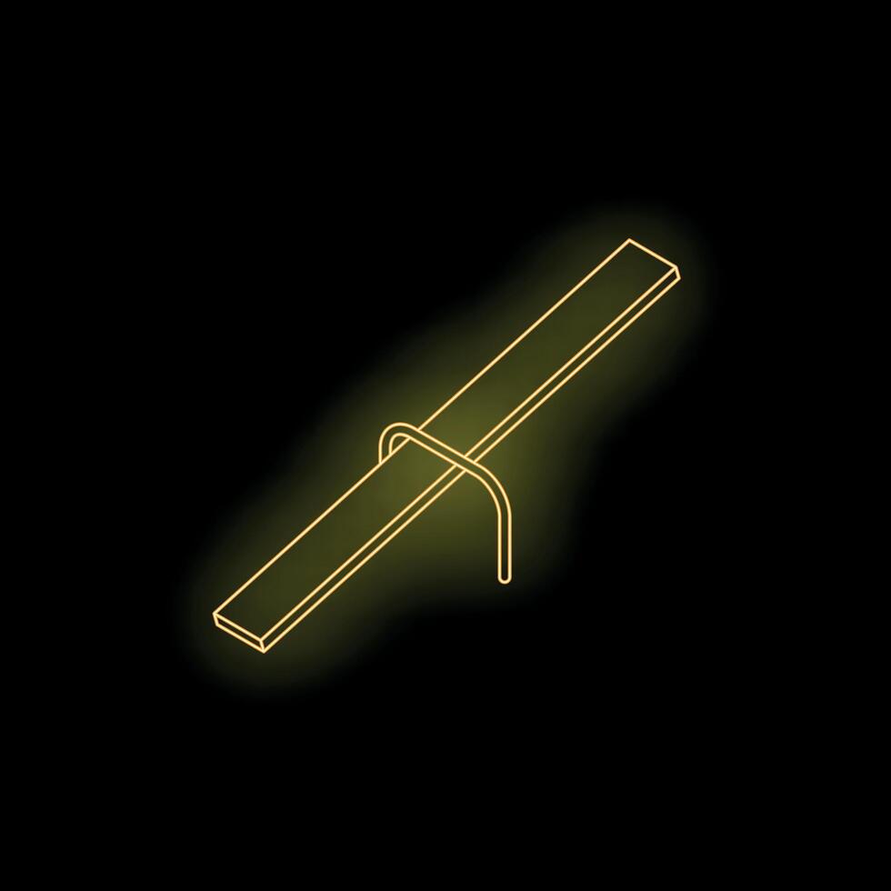 Yellow neon seesaw glowing on black background vector