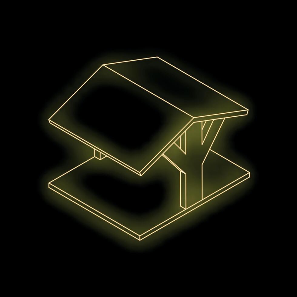 Glowing yellow wireframe house on black background representing innovative architecture vector