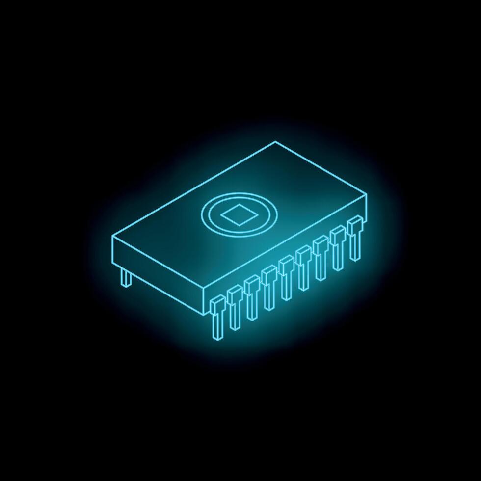 Glowing microchip symbolizing computing power and innovation vector
