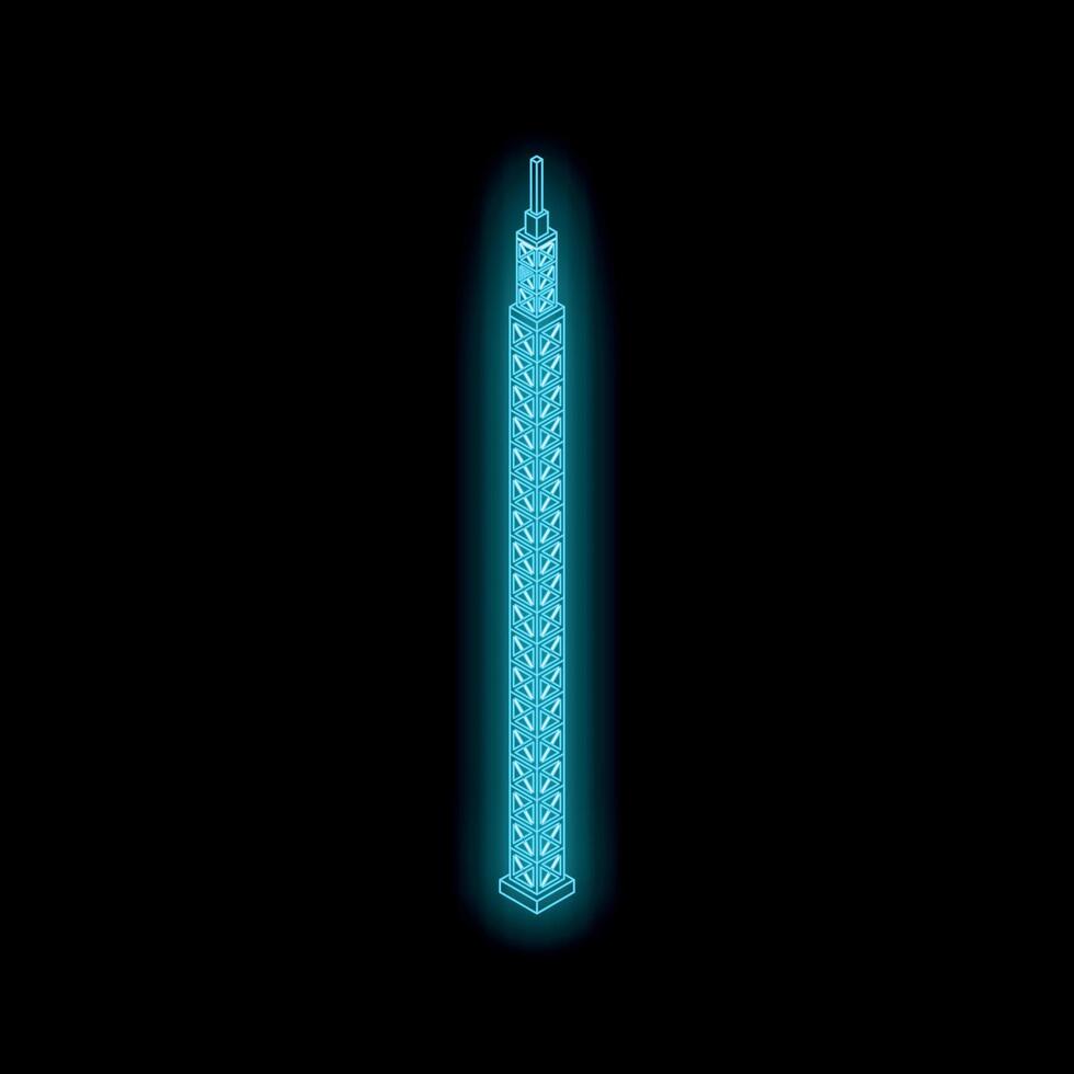 Glowing blue tokyo skytree standing tall against dark background vector