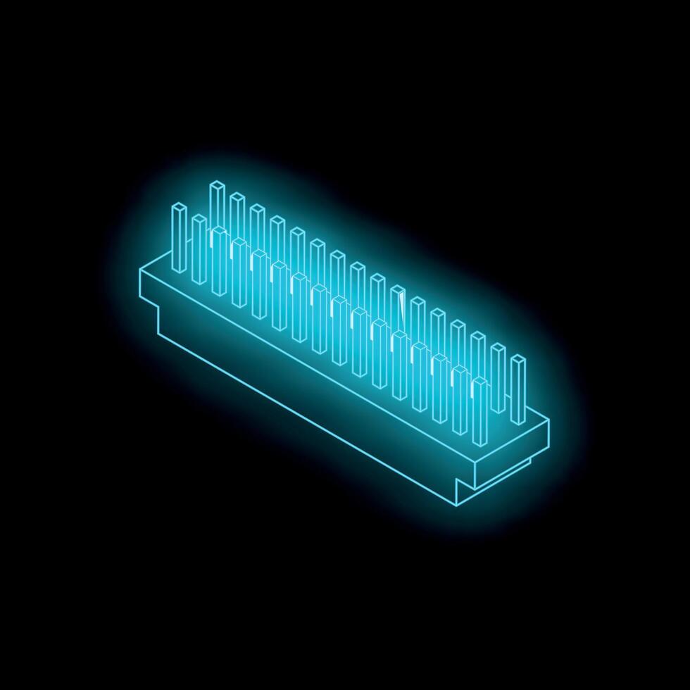 Glowing electronic integrated circuit on black background vector