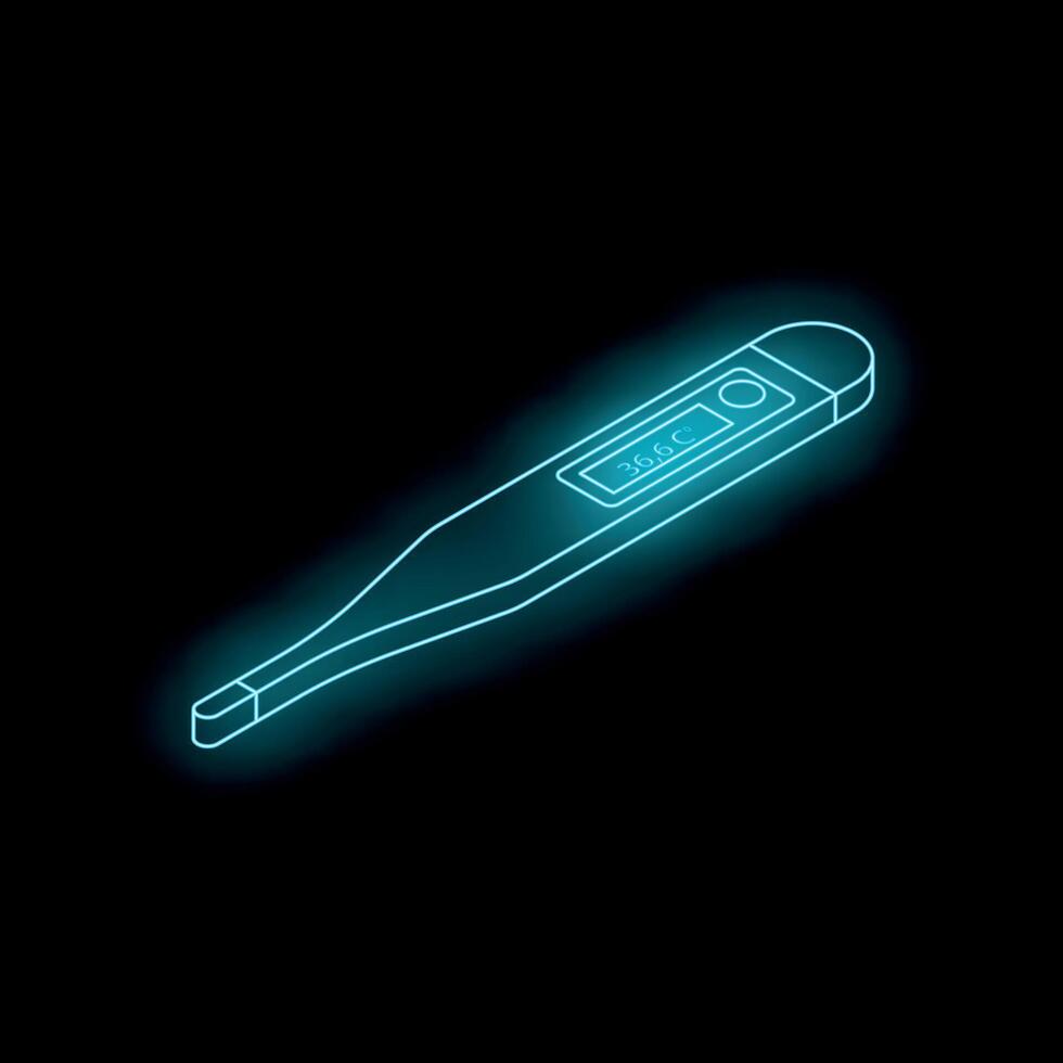 Digital medical thermometer showing normal body temperature on black background vector