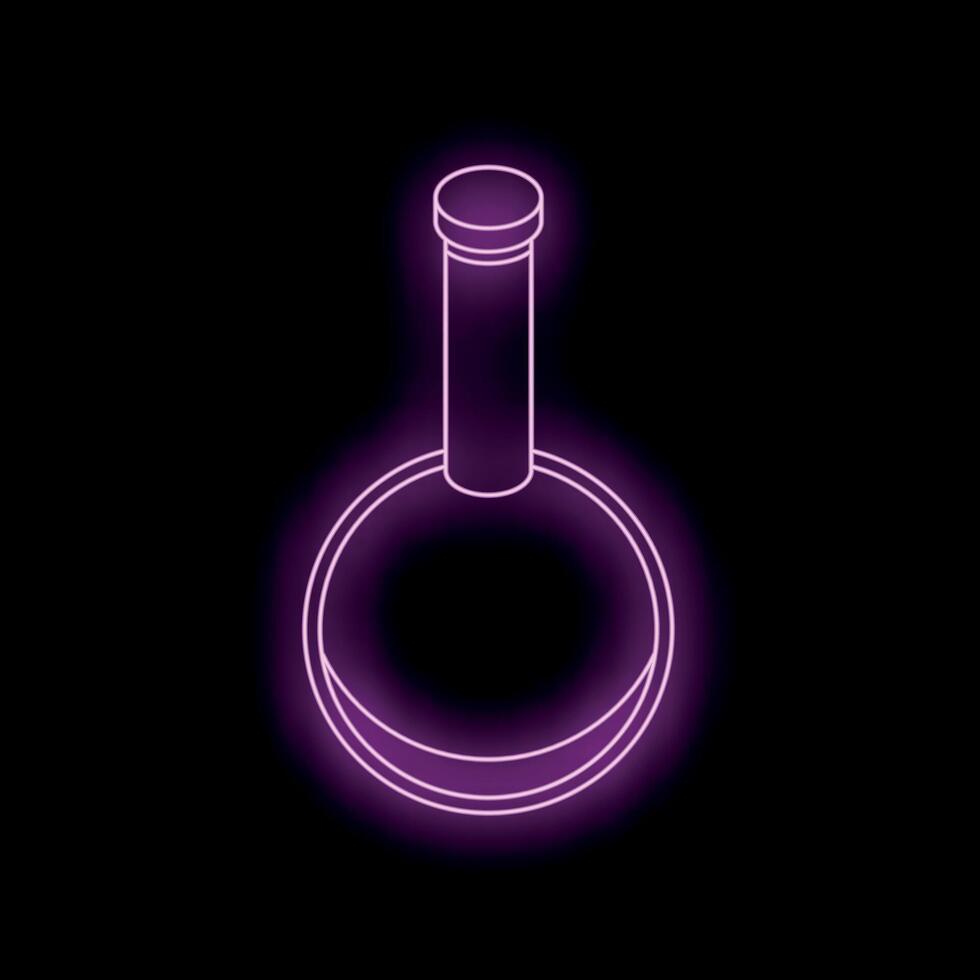 Neon pink test tube glowing on dark background vector