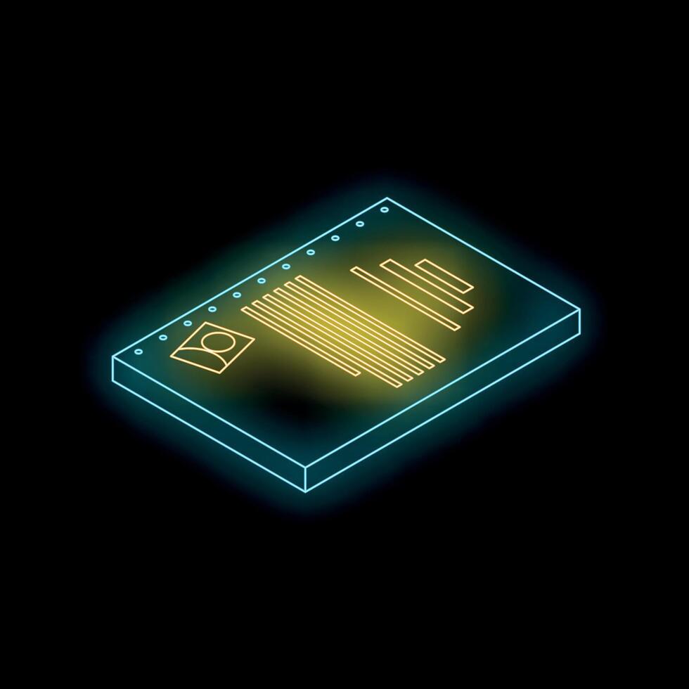 Glowing neon resume representing job application and hiring process vector