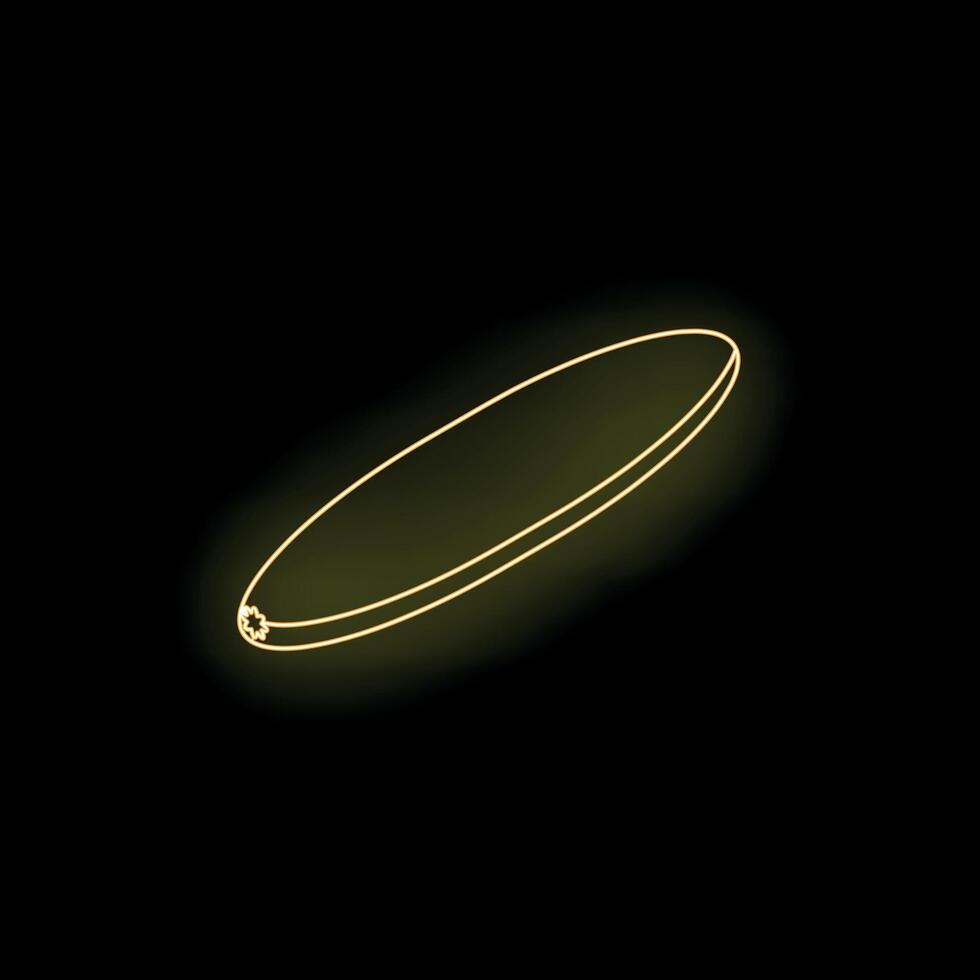 Glowing neon yellow pickle icon on black background vector