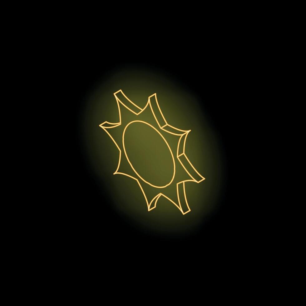 Glowing neon sun icon shining brightly on dark background vector