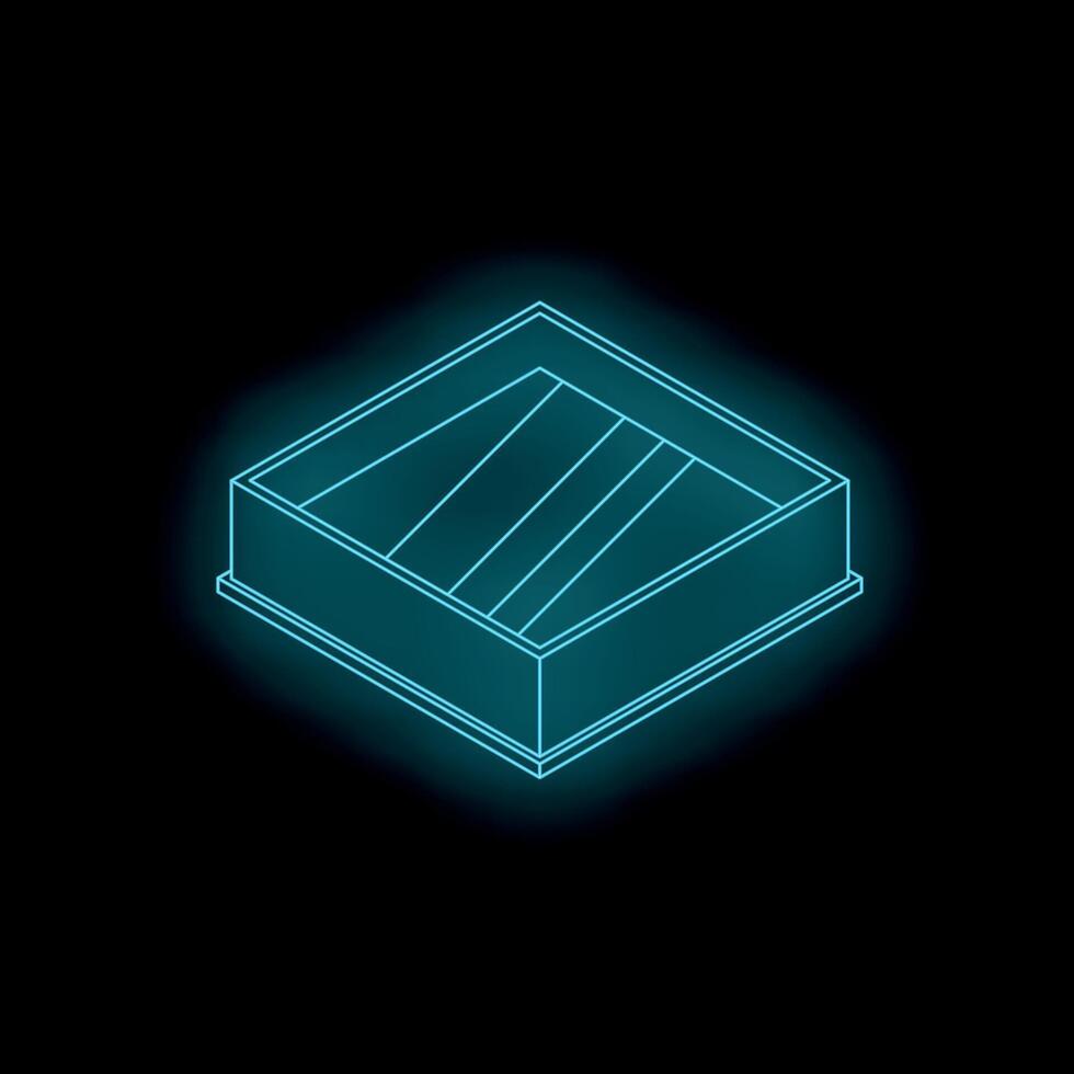 Glowing neon sandbox icon on black background representing childhood memories vector