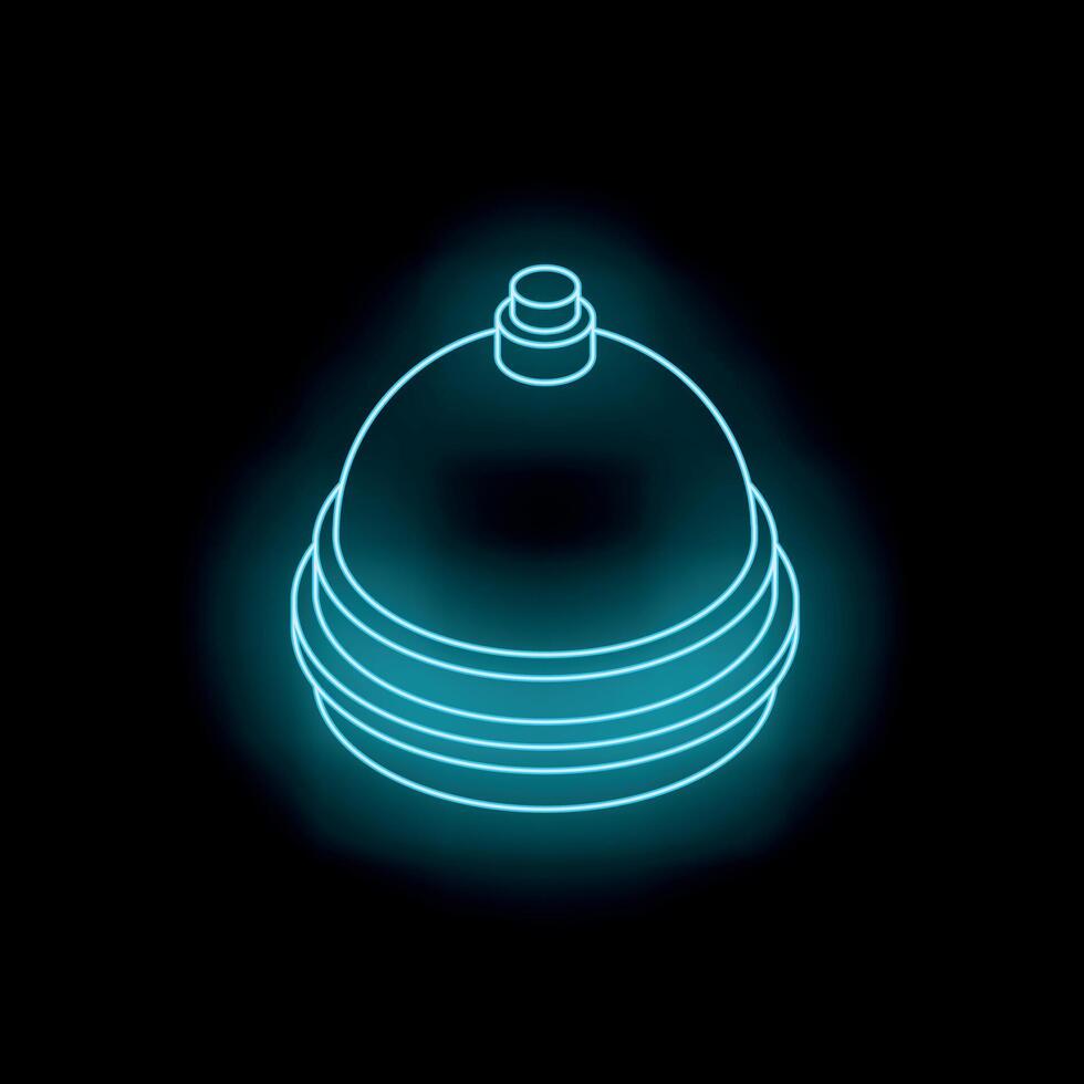 Neon blue reception bell shining in darkness vector