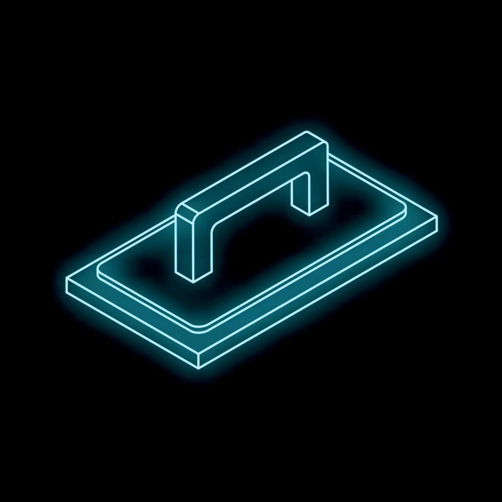 Neon blue hand float tool on black background vector